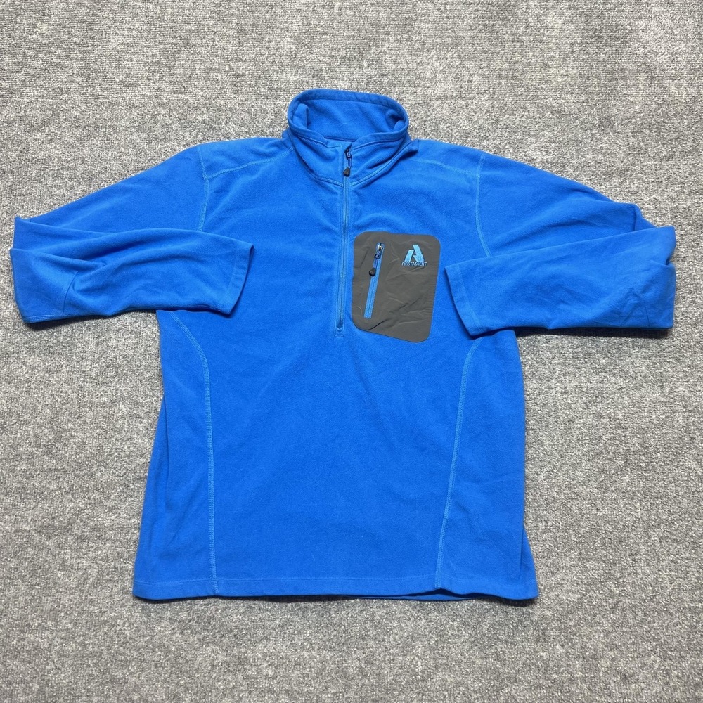 Eddie Bauer First Ascent Fleece Pullover Mens Medium Blue 1/4 Zip Long Sleeve